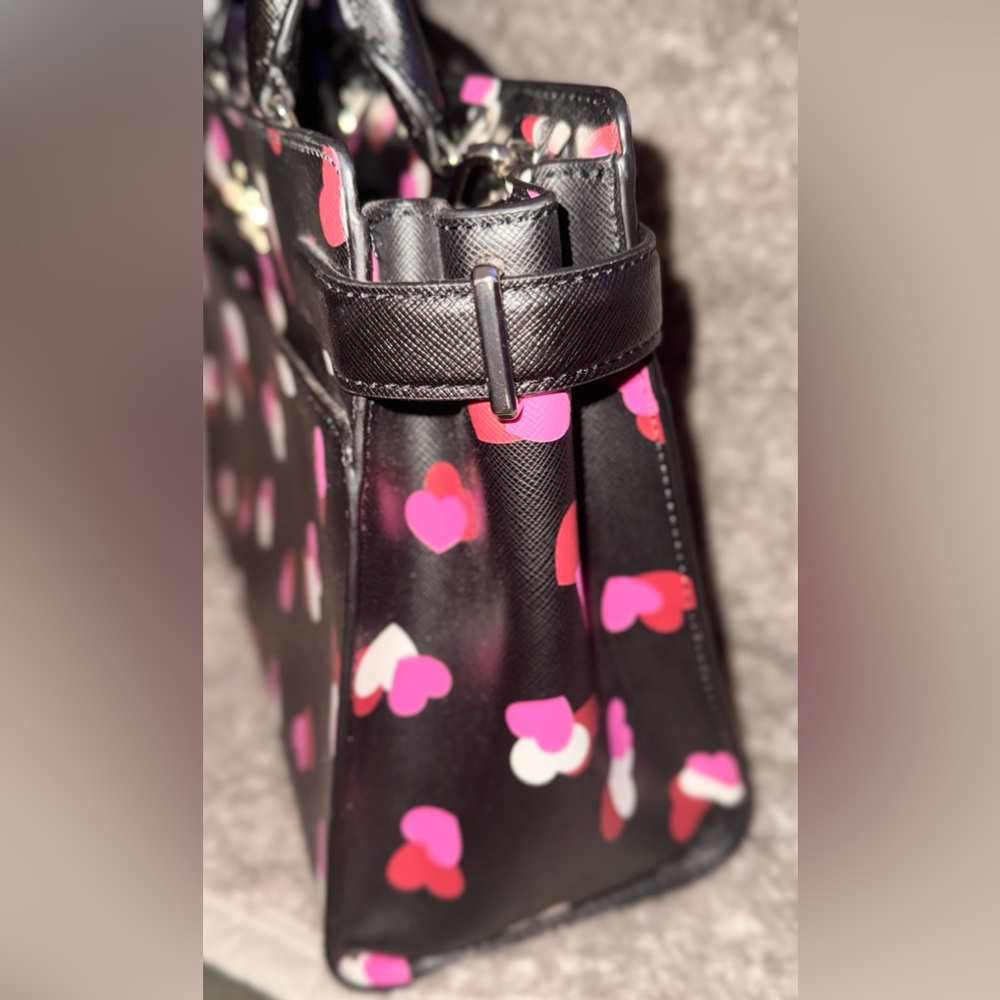 Kate Spade Staci Flutter Hearts Satchel (Black Multi) - w/ Storyline Card Holder - Picture 6 of 15